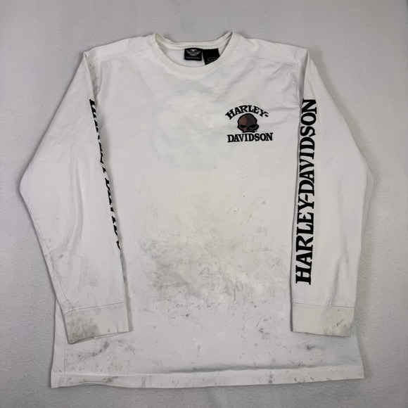 Harley-Davidson Other - Vintage Harley-Davidson Willie G Skull White Long Sleeve Shirt XL As-Is Stained